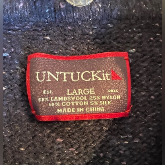 Untuckit Van Douzer Donegal Navy Sweater - Picture 4 of 6